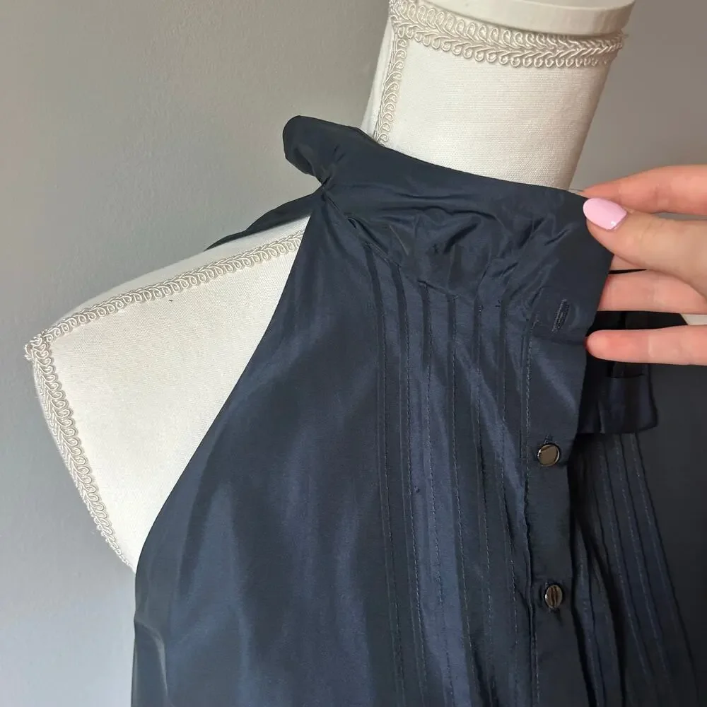 Vince Black and Blue Metallic Peplum Office Career Wear Blouse Size 8 - Picture 7 of 8